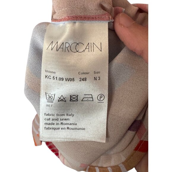 Marc Cain graphic pattern quarter sleeve blouse multicolor women's size N3 - Picture 7 of 7